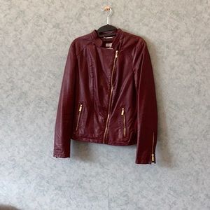 Calvin Klein faux leather burgundy jacket